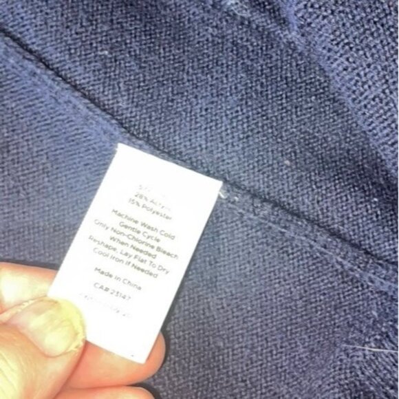 TALBOTS Women's Large Navy Blue Open Front Cardigan Sweater Long Length READ - Picture 12 of 14